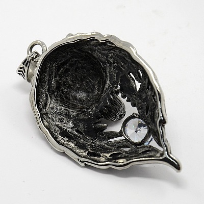 Retro Men's 304 Stainless Steel Steel Big Wolf Head Pendants STAS-O044-52B-1