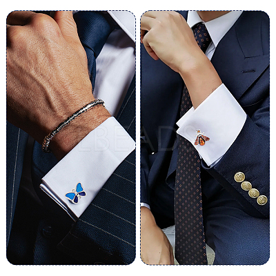 2 Pairs 2 Styles Brass Resin Cufflinks FIND-GA0008-58-1