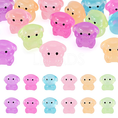 18Pcs 6 Colors Luminous Resin Pig Diaplay Decoration RESI-TAD0001-02-1