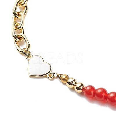 Natural Mixed Gemstone Beaded Necklace with Enamel Heart NJEW-JN04085-1