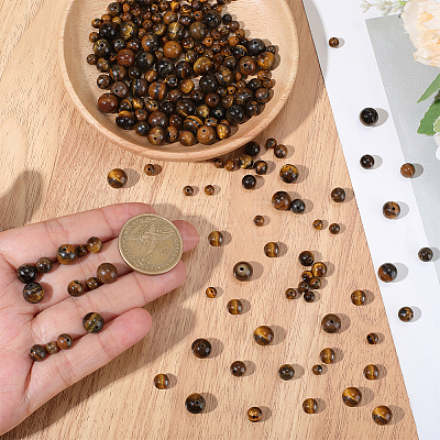 3 Strands 3 Styles Natural Grade AB Tiger Eye Round Beads Strands G-PA0001-38-1