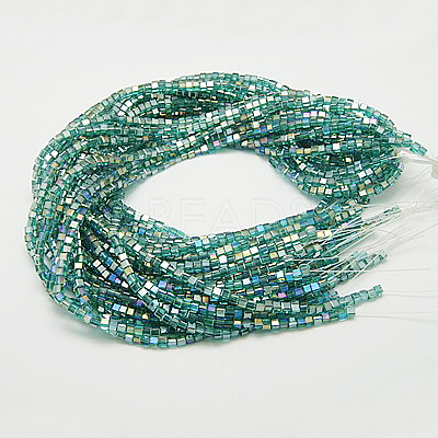 Electroplate Glass Beads Strands EGLA-D018-8x8mm-53-1