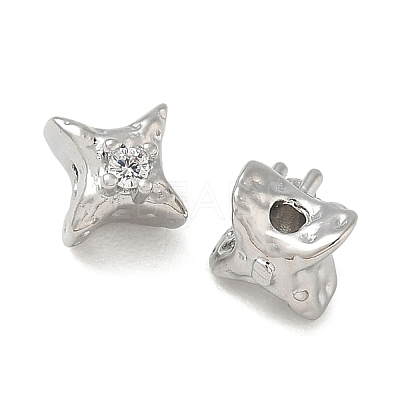 Brass Micro Pave Clear Cubic Zirconia Beads CU-CBAC675-01P-1