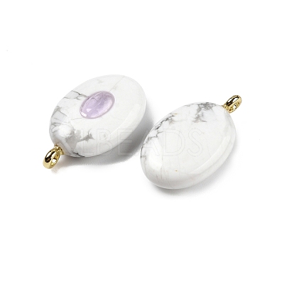 Natural Howlite & Cubic Zirconia Pendants G-Z076-01G-07-1