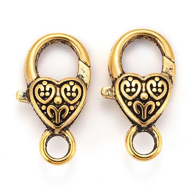 Tibetan Style Heart Lobster Claw Clasps GLF014Y-1