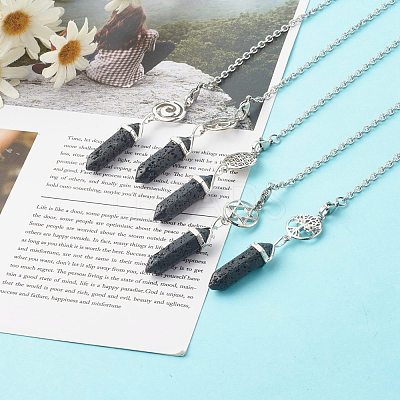 Natural Lava Rock Pointed Dowsing Pendulums PALLOY-JF00819-02-1