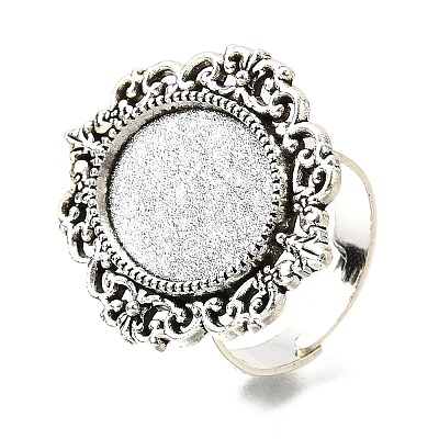 Vintage Adjustable Iron Finger Ring Components Alloy Cabochon Bezel Settings X-PALLOY-Q300-09AS-NR-1