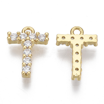 Brass Micro Pave Cubic Zirconia Charms KK-T060-05-T-G-NF-1