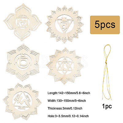 1 Set DIY Unfinished Bohemian Meditation Energy Symbol Wood Pendant Decoration Kits DIY-CA0005-60-1