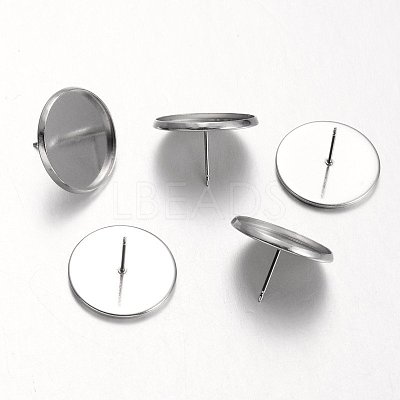 Tarnish Resistant Flat Round Stainless Steel Stud Earring Settings LS-X-STAS-M227-18mm-1
