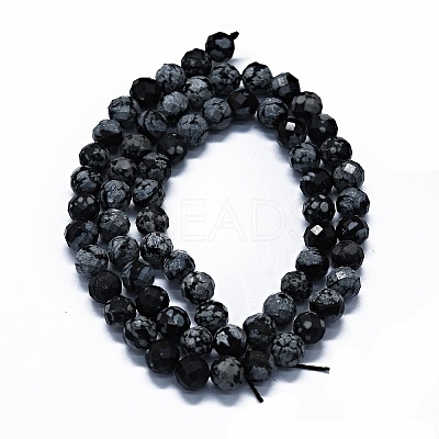 Natural Snowflake Obsidian Beads Strands G-G927-45-1