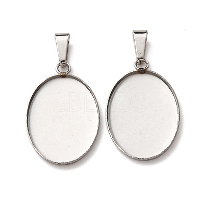 304 Stainless Steel Pendant Cabochon Settings STAS-D379-03B-P-1