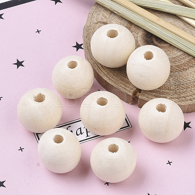 Unfinished Natural Wood Beads X-WOOD-S651-A14mm-LF-1