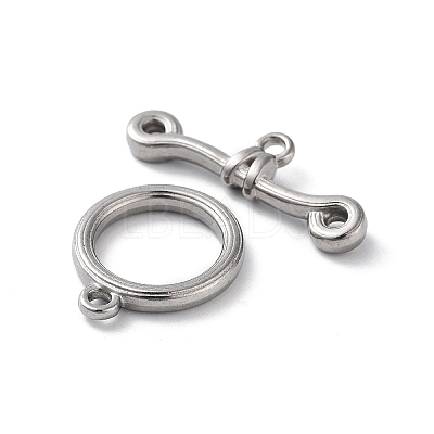 Non-Tarnish 304 Stainless Steel Ring Toggle Clasps STAS-A092-09C-P-1