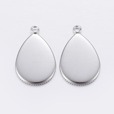 Tarnish Resistant 304 Stainless Steel Pendant Cabochon Settings X-STAS-P198-14A-1