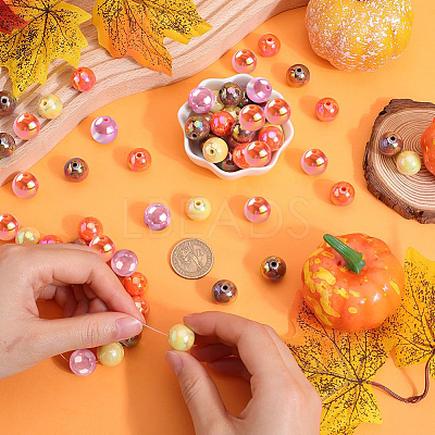 Thanksgiving Day Theme 100Pcs 5 Colors Opaque Acrylic Beads MACR-SP0001-01B-06-1