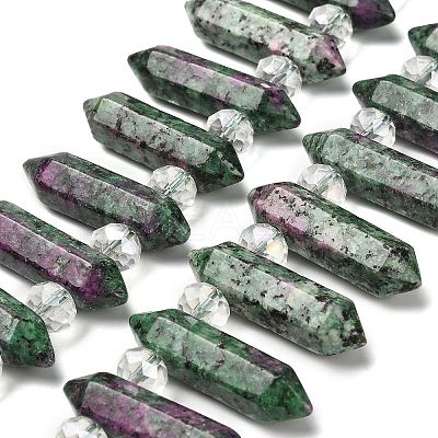 Natural Ruby in Zoisite Double Terminated Point Beads Strands G-H069-A08-01-1