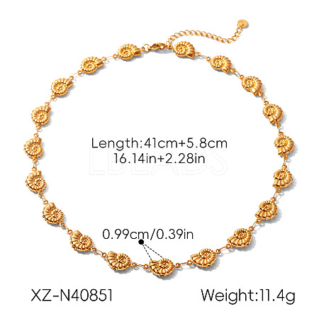 Ocean 304 Stainless Steel Conch Shell Link Chain Necklaces WGDAF23-01-1