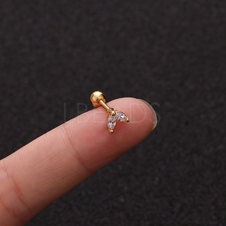316L Surgical Stainless Steel Micro Pave Clear Cubic Zirconia Flower Cartilage Earrings WG9CD6D-31-1