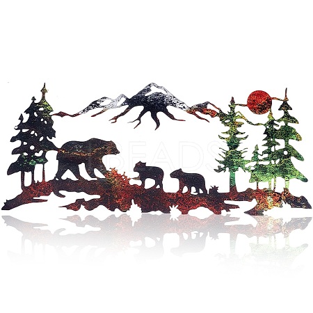 Forest Bear Iron Wall Art Decorations AJEW-WH0413-17-1