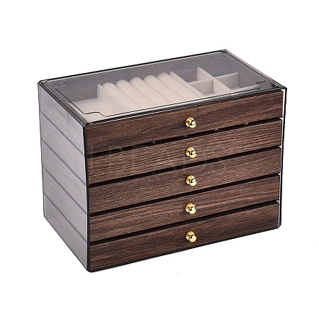 5-Tier PET Plastic Jewelry Storage Drawer Boxes CON-N016-02-1