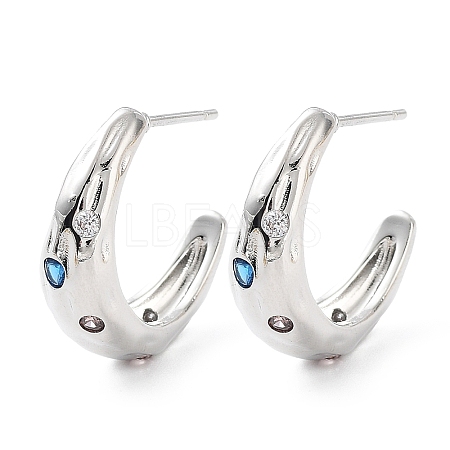 Rack Plating Brass Micro Pave Cubic Zirconia Stud Earrings for Women KK-Z038-18P-1