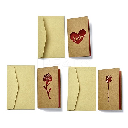 3 Sets 3 Styles Kraft Paper Greeting Cards AJEW-FS0001-28-1