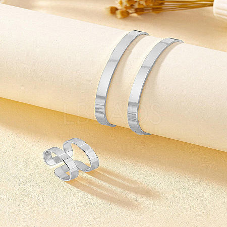 Alloy Double Layer Cuff Bangles & Cuff Rings Sets FS-WG482F2-02-1