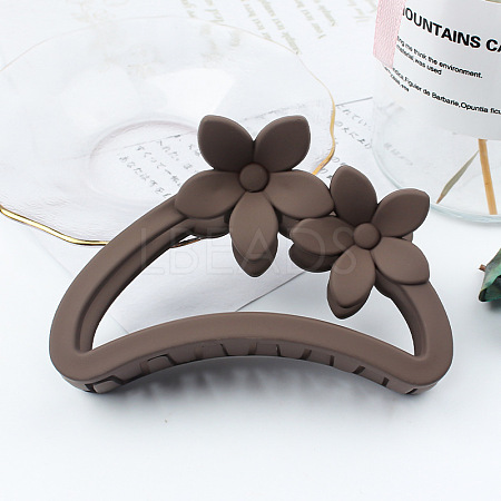Amber Color Hollow Hair Clip with Matte Half Round Arc Flower. ST4837243-1