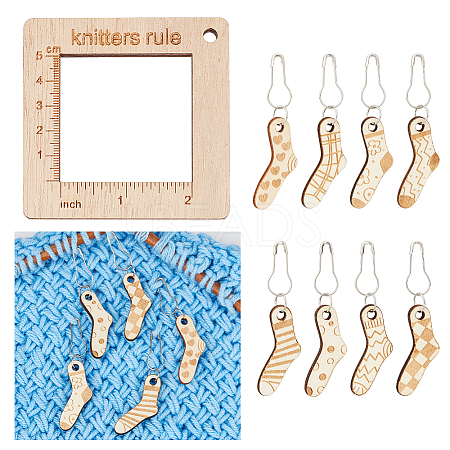 Alloy and  Wooden Sweater Knitting tool AJEW-WH0472-20I-1