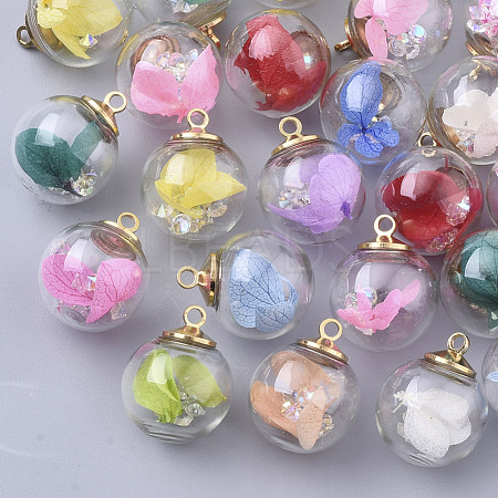 Transparent Glass Globe Pendants GLAA-T001-06-1