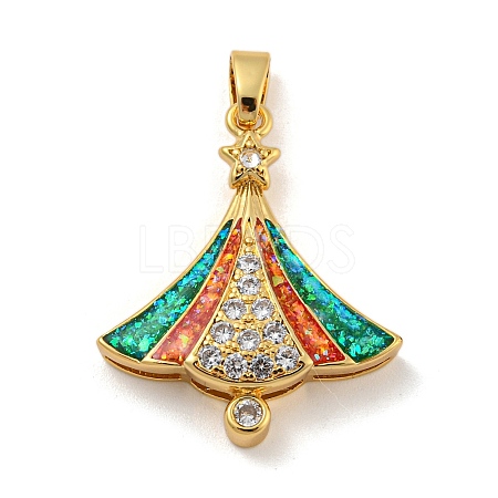 Christmas Brass Micro Pave Cubic Zirconia Pendants KK-H468-03A-01G-1