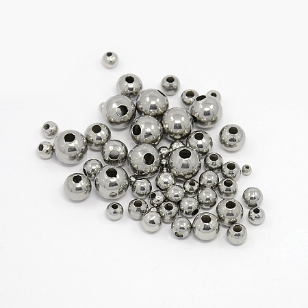 304 Stainless Steel Round Spacer Beads STAS-X0001-1