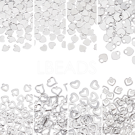 400Pcs 8 Style 201 Stainless Steel Charms STAS-UN0028-24-1