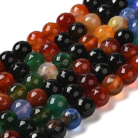 Dyed & Heated Natural Agate Beads Strands G-P539-D01-05-1