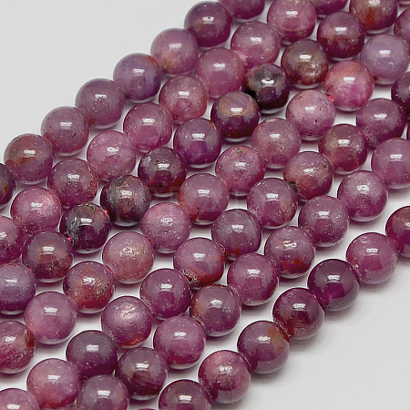 Natural Gemstone Ruby Round Beads Strands G-O017-8mm-06-1