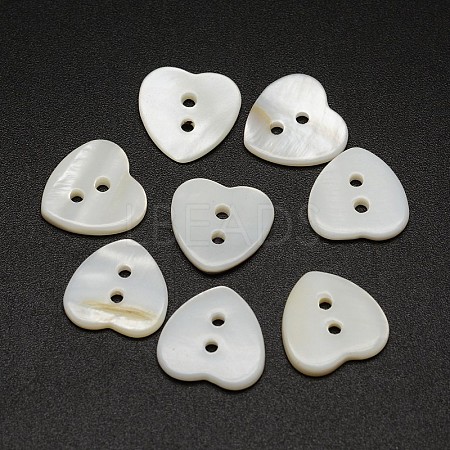 2-Hole Heart Shell Buttons X-SHEL-P012-28-1