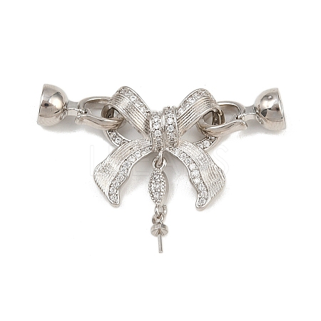 Brass Micro Pave Clear Cubic Zirconia Fold Over Clasps KK-U059-57P-1