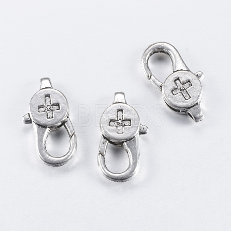 Tibetan Style Alloy Lobster Claw Clasps X-TIBE-T002-21AS-RS-1