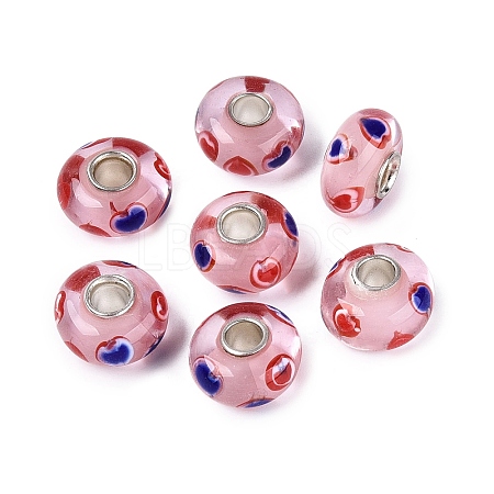 Handmade Lampwork & Brass Core European Beads LAMP-N044-05S-01-1