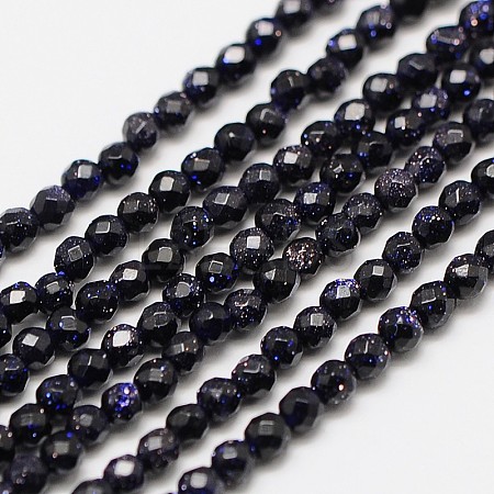 Synthetic Blue Goldstone Beads Strands G-A129-2mm-G03-1