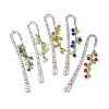 Mixed Natural Gemstone Bead Pendant Bookmarks with Acrylic Leaf AJEW-JK00272-1