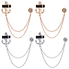 4Pcs 2 Color Jet Rhinestone Anchor Hanging Chain Brooches JEWB-GF0001-38-1