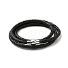 Leather Braided Three Loops Wrap Bracelet with 304 Stainless Steel Clasp for Men Women BJEW-C021-18-P-2