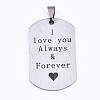 Non-Tarnish 201 Stainless Steel Quote Pendants STAS-T044-225P-1