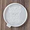 Flat Round with Owl & Flower DIY Cup Mat Silicone Molds SIL-F007-06B-2
