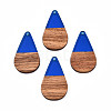 Transparent Resin & Walnut Wood Pendants X-RESI-N025-030-C03-2