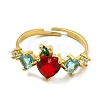 Ion Plating(IP) Colorful Cubic Zirconia & Rhinestones Apple Adjustable Ring RJEW-G278-18G-1