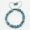 Synthetic Malachite & Evil Eye Round Beaded Braided Bead for Women Men YB3538-1