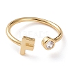 Brass Micro Pave Clear Cubic Zirconia Cuff Rings RJEW-J074-01G-F-1